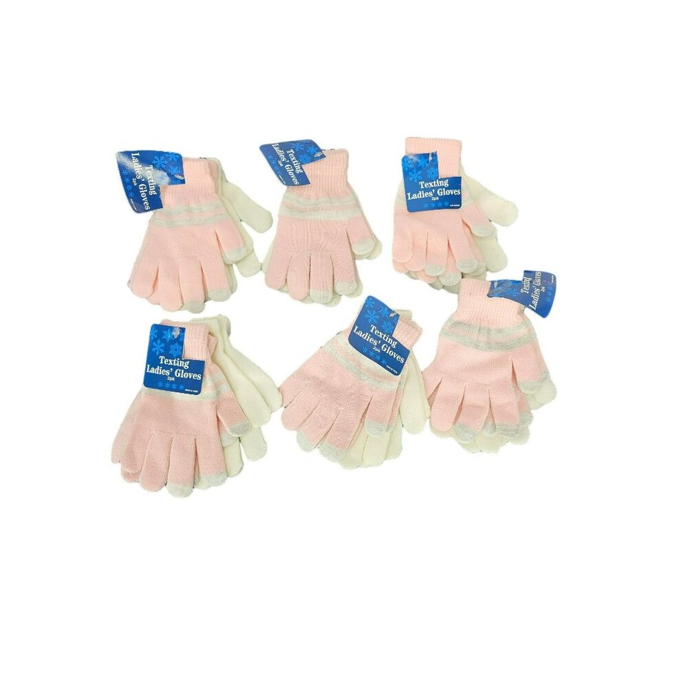 Texting Ladies’ Gloves Pink White Set Of 6‎
